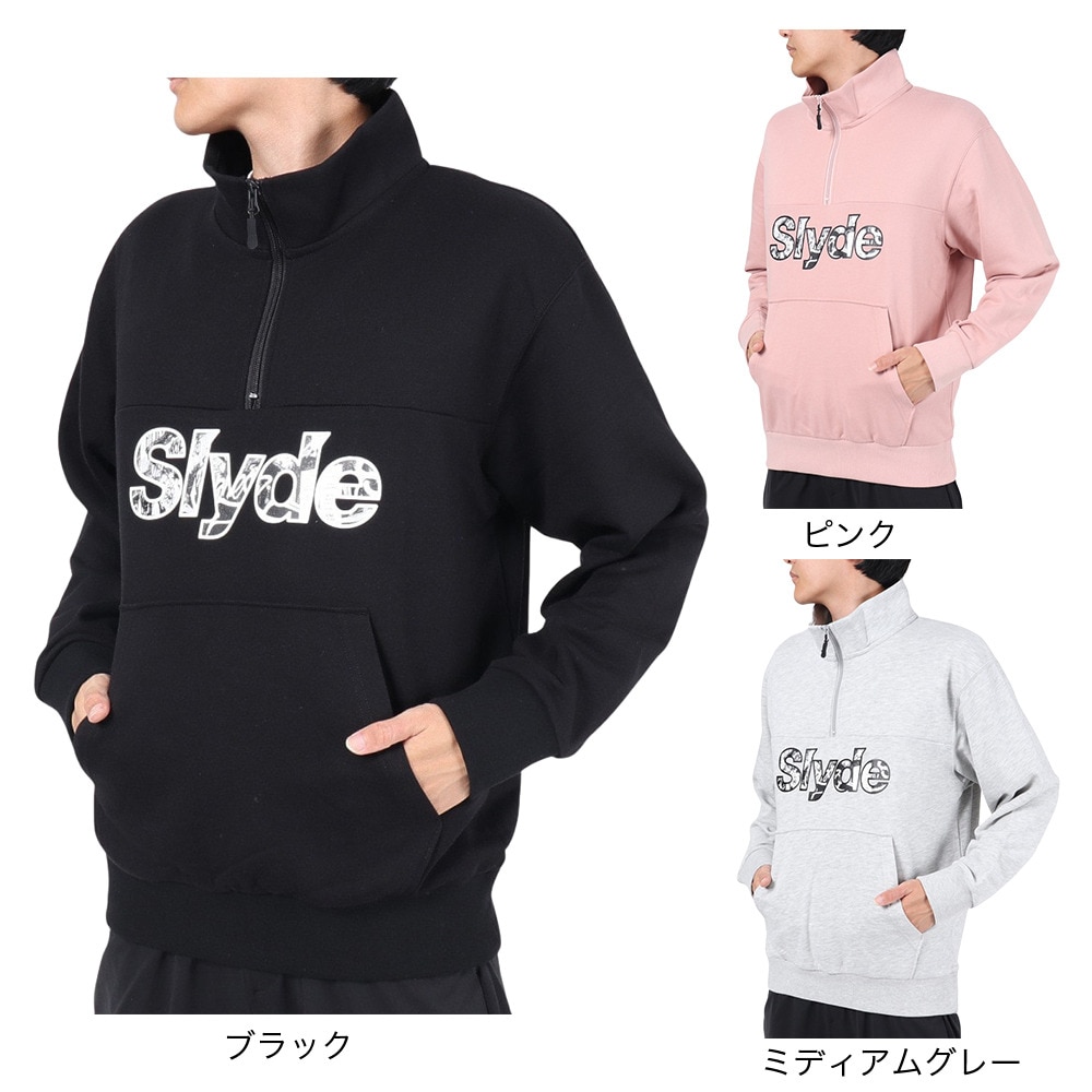 スライド（SLYDE）（メンズ）スウェットシャツ フリースハーフジップ SL23FWM-APP006BLK