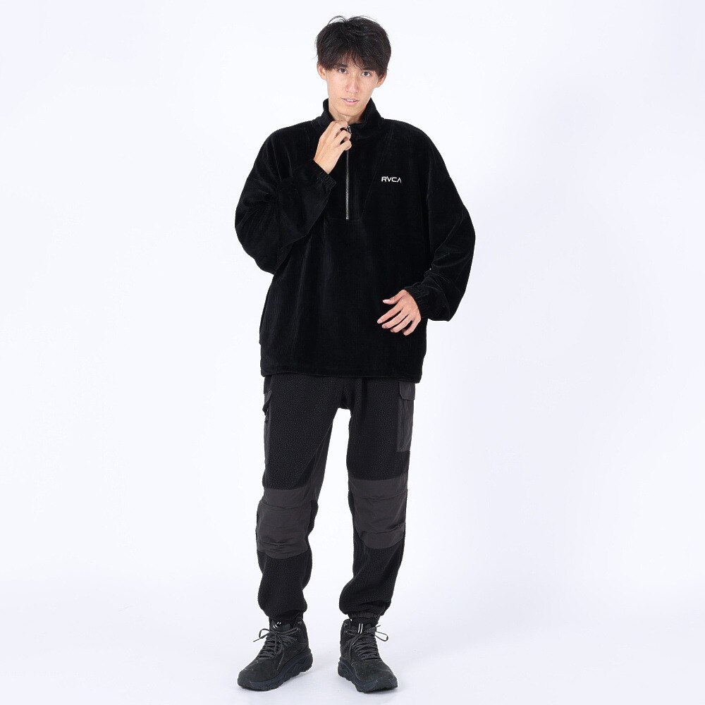 ルーカ（RVCA）（メンズ）CORD HALF ZIP TOP トレーナー BD042154 BLK