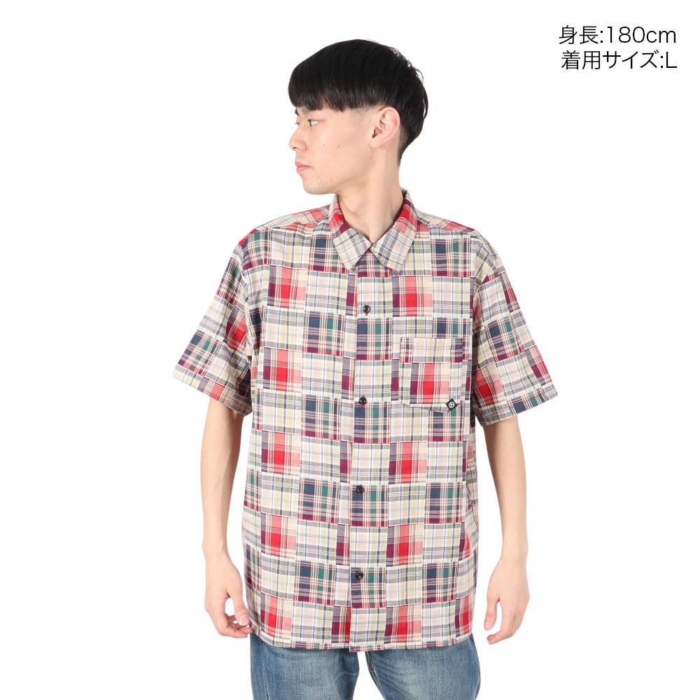 エアボーン（ARBN）（メンズ）PATCHWORK シャツ AB2025SSM-APP501RED