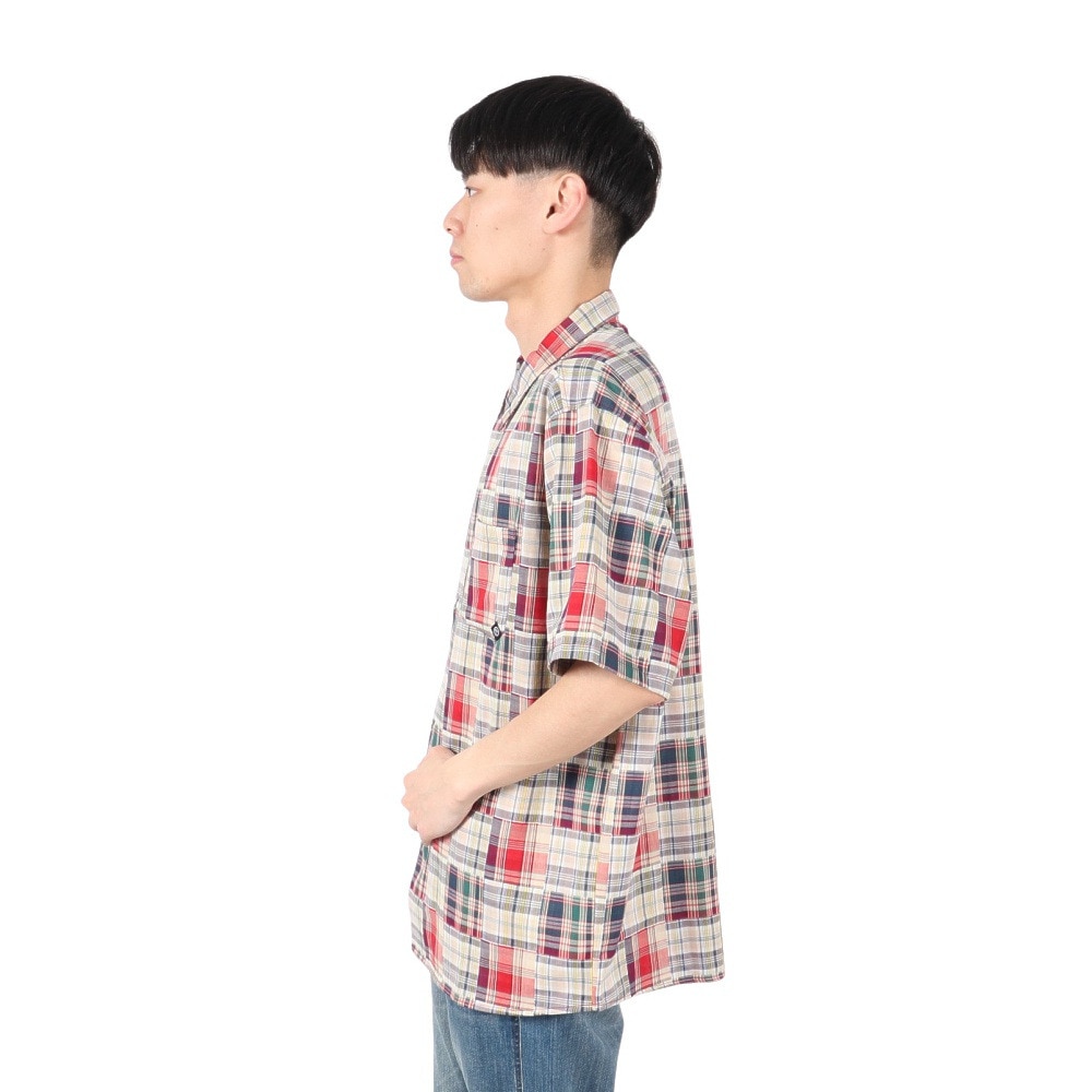 エアボーン（ARBN）（メンズ）PATCHWORK シャツ AB2025SSM-APP501RED