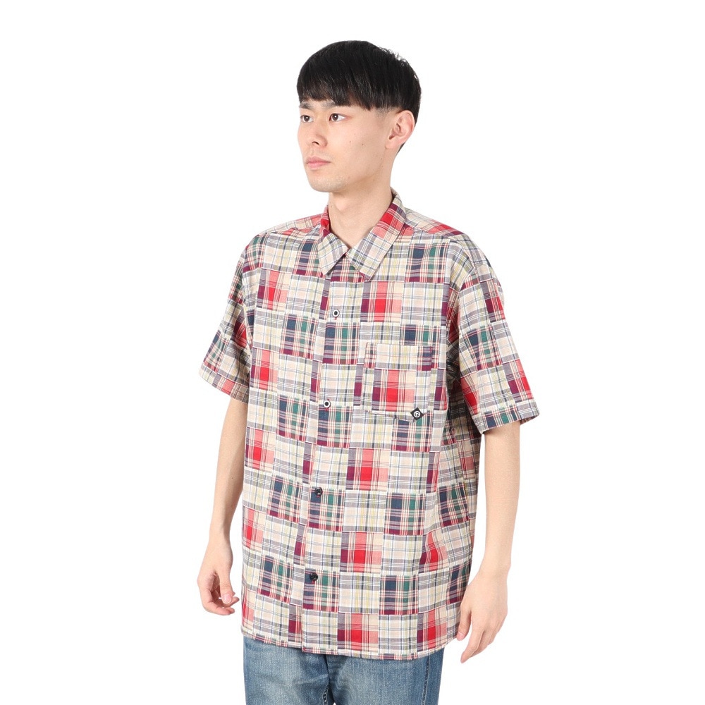 エアボーン（ARBN）（メンズ）PATCHWORK シャツ AB2025SSM-APP501RED