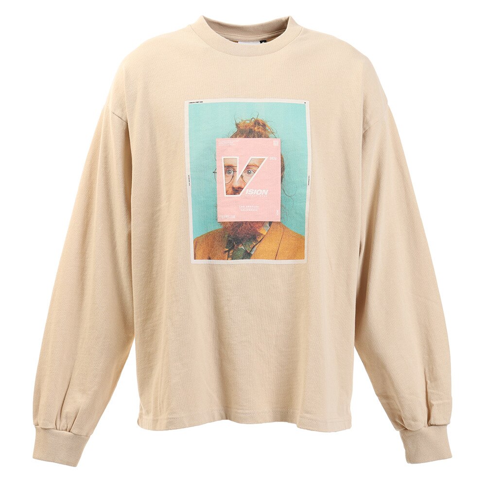  Tシャツ メンズ 長袖 フォト柄 0323152-35BEI