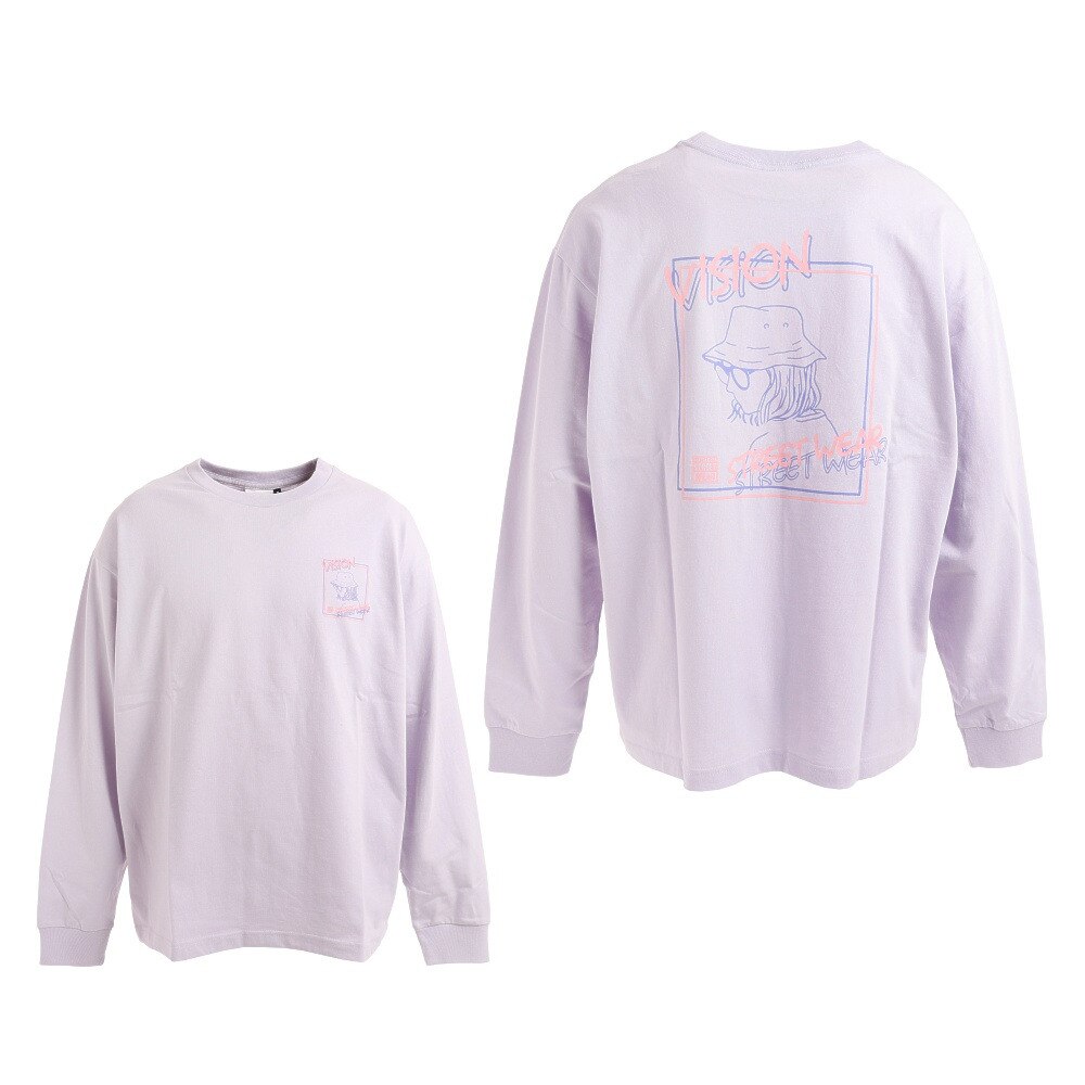  ネオンイラストプリントロングTシャツ 1305008-74 PUR