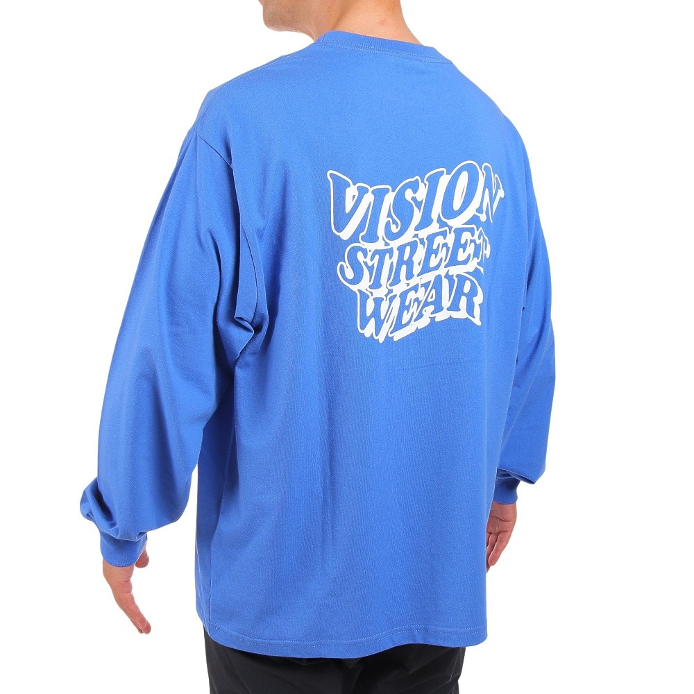 ヴィジョン（VISION）（メンズ）フラワー刺繍 長袖Tシャツ 2305010-63 BLU