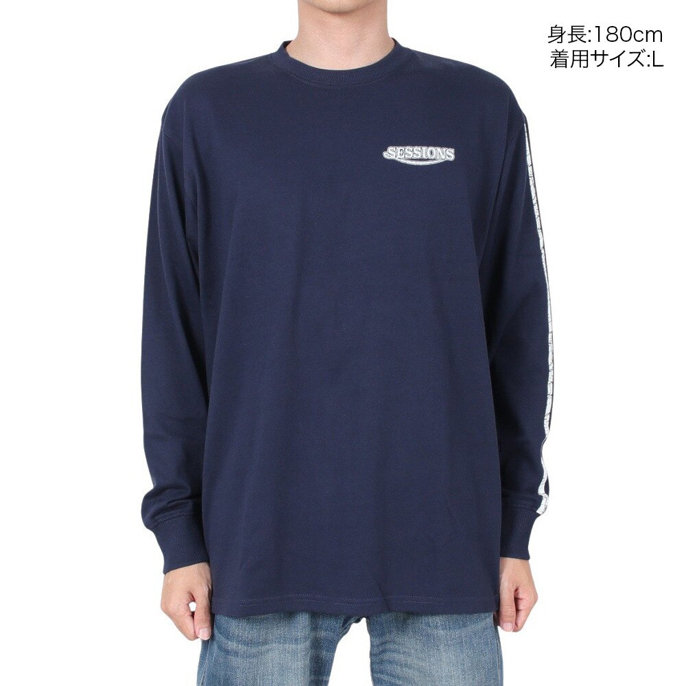 SESSIONS（メンズ）RACING ロゴ長袖Ｔシャツ 227190 NVY