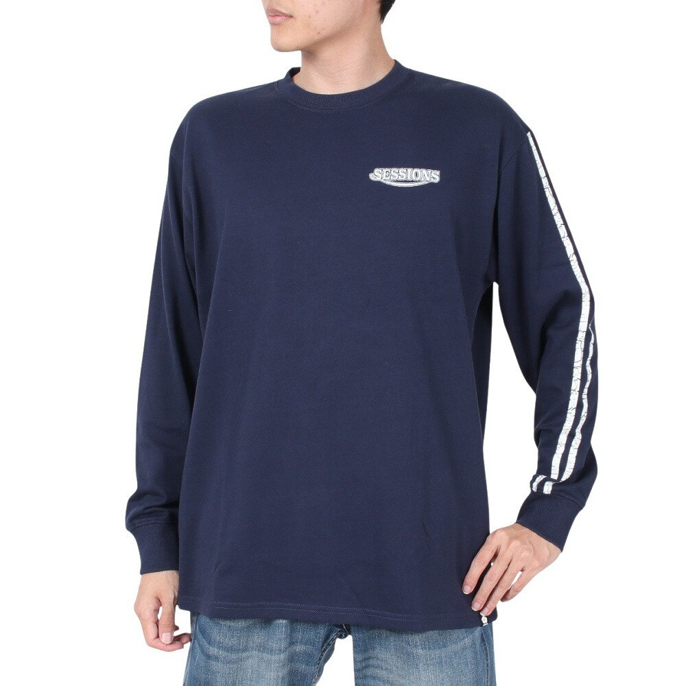 SESSIONS（メンズ）RACING ロゴ長袖Ｔシャツ 227190 NVY