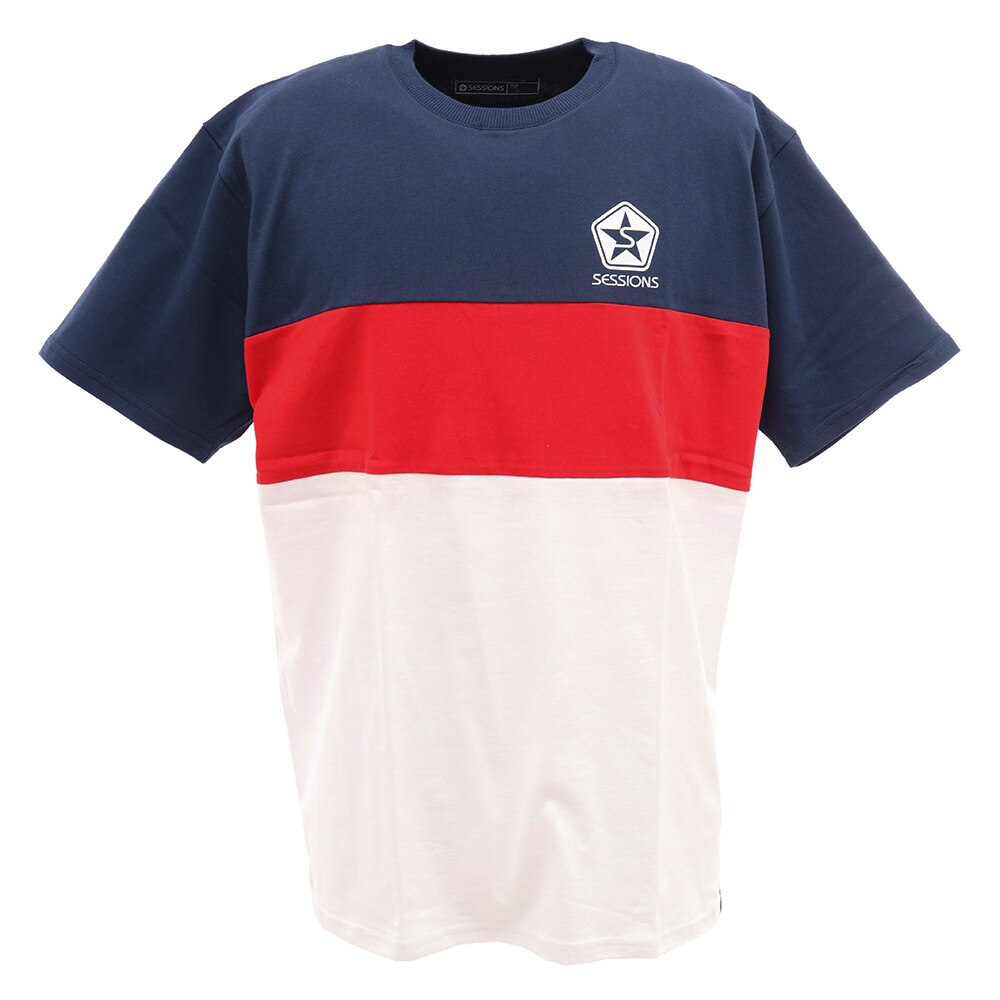  Tシャツ メンズ 半袖 BLOCK 207109 NV/RD オンライン価格