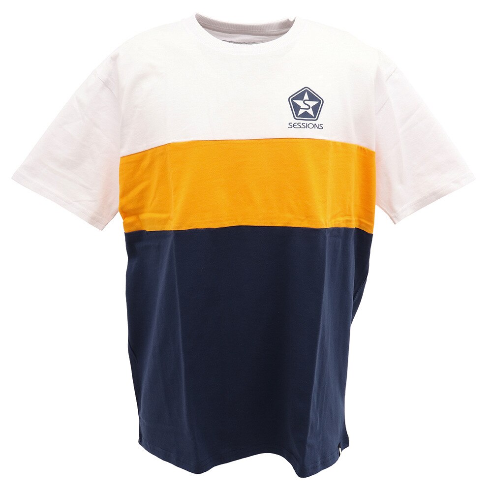  Tシャツ メンズ 半袖 BLOCK Tシャツ 207109 YLW/NV オンライン価格