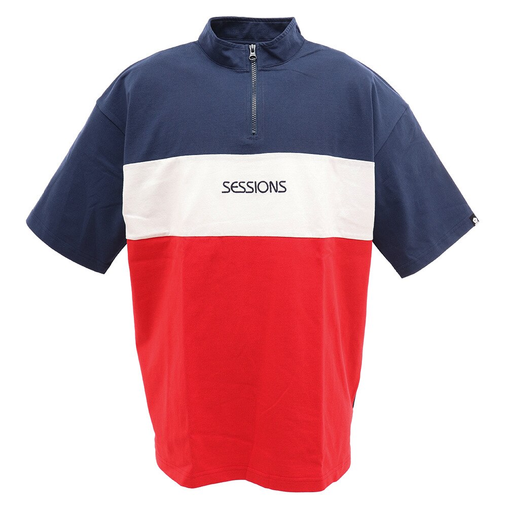  Tシャツ 半袖 ハーフジップTシャツ 207116 NV/RD オンライン価格