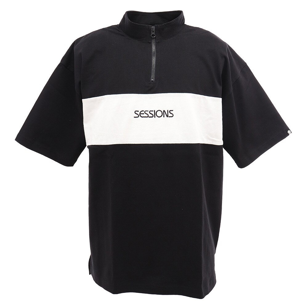  Tシャツ 半袖 ハーフジップTシャツ 207116 BK/WT