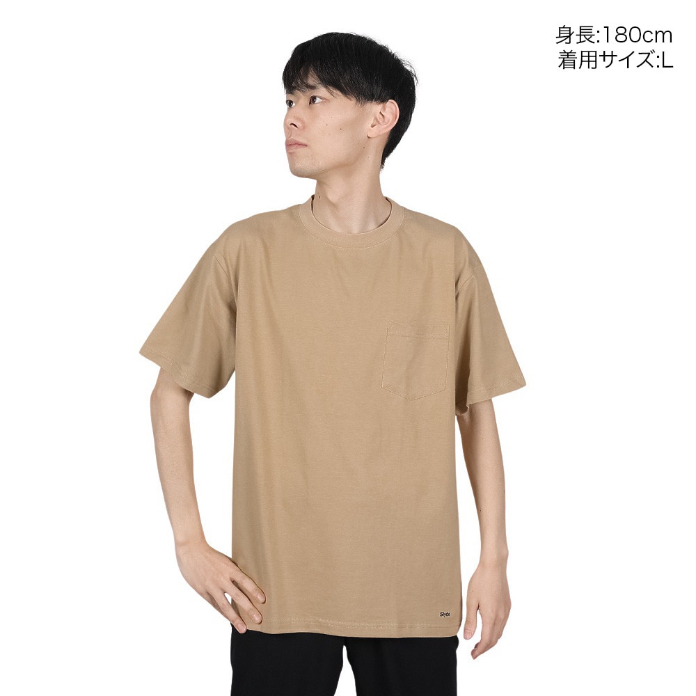 スライド（SLYDE）（メンズ）Tシャツ メンズ 半袖 ショートスリーブ ポケット SL-ALL-002-BEG カットソー
