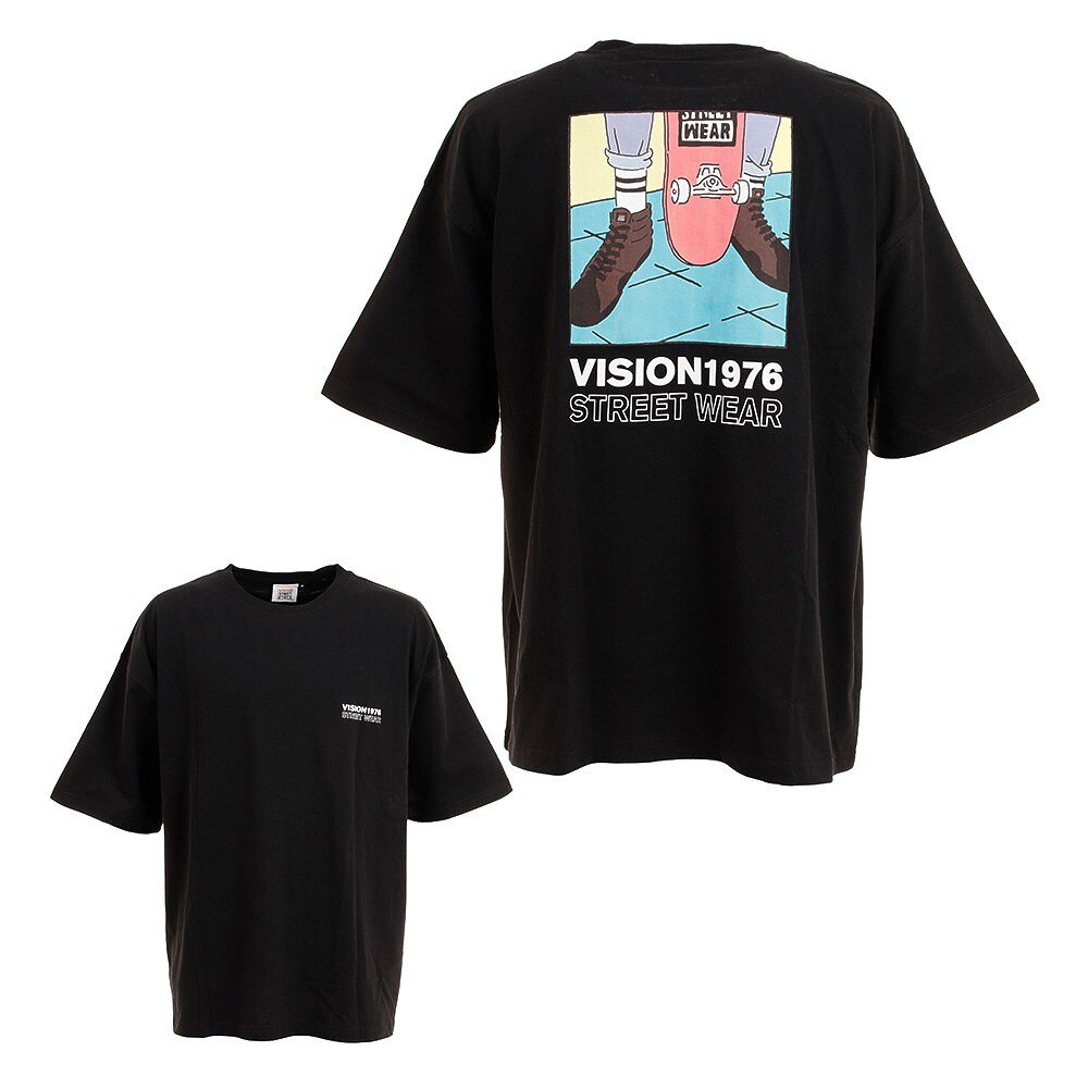  シューズイラストBIG. 半袖Tシャツ 1505006-01 BLK