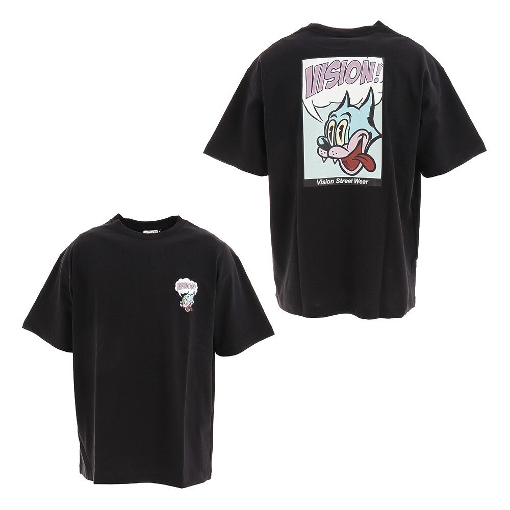  コミックキャラ発砲プリントTシャツ 1505053-01 BLK