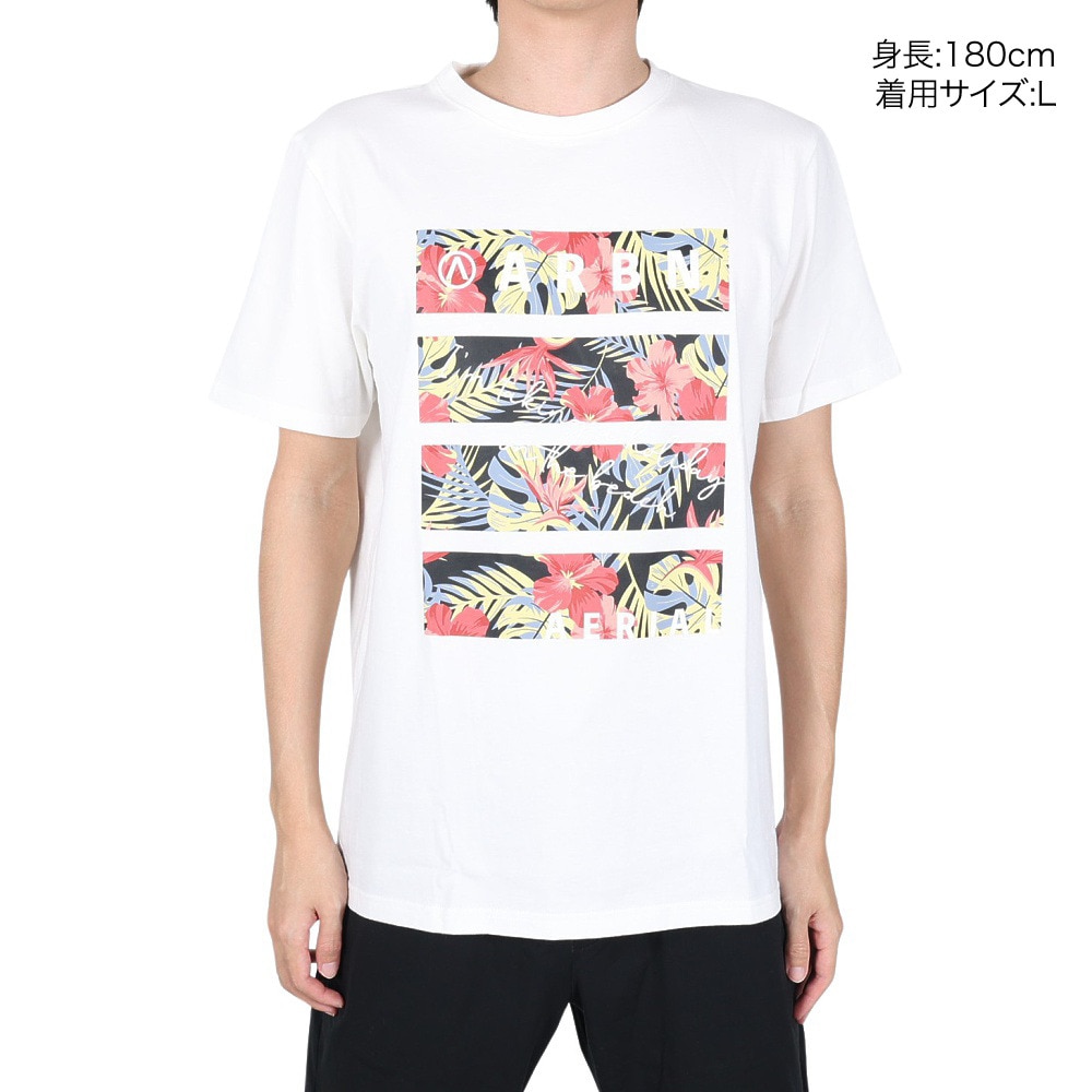 エアボーン（ARBN）（メンズ）ボタニカル半袖Tシャツ 013SS-WHT
