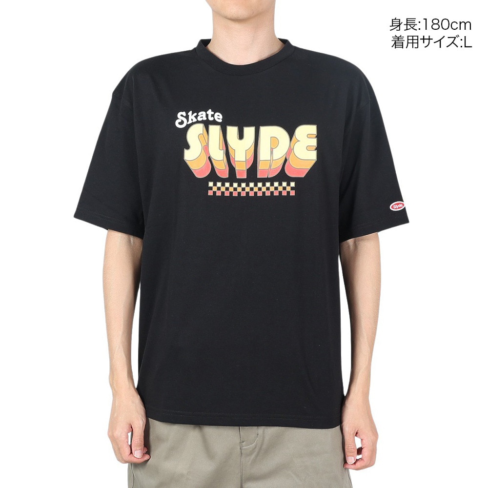 スライド（SLYDE）（メンズ）半袖Tシャツ メンズ 3Dロゴ SLYM009-BLK