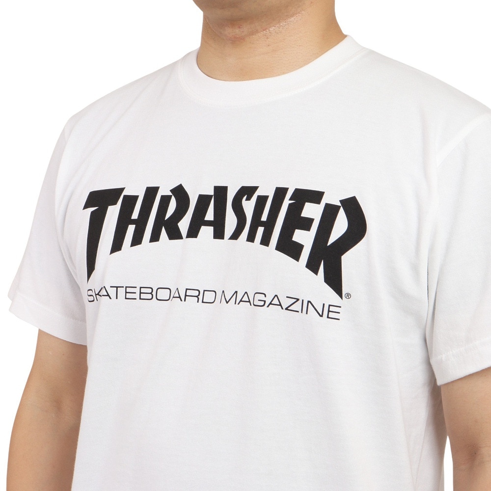 スラッシャー（THRASHER）（メンズ）MAG LOGO BIG SILHOUETTE 半袖Tシャツ TH8101WHITE