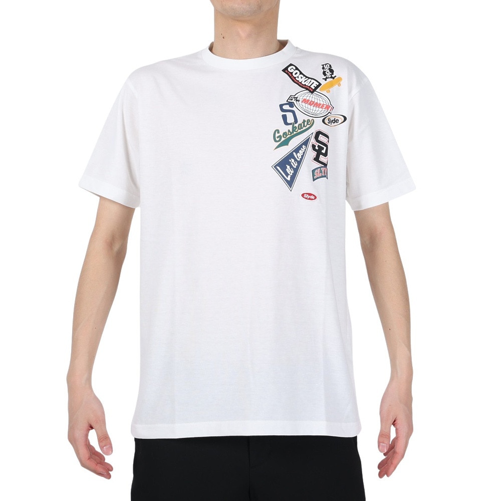 スライド（SLYDE）（メンズ）半袖Tシャツ メンズ ボックス ロゴ SL2023SSM-APP003WHT