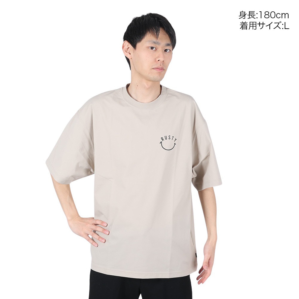 ラスティ（RUSTY）（メンズ）ペアテックス Tシャツ 半袖 スマイル 914473BEG