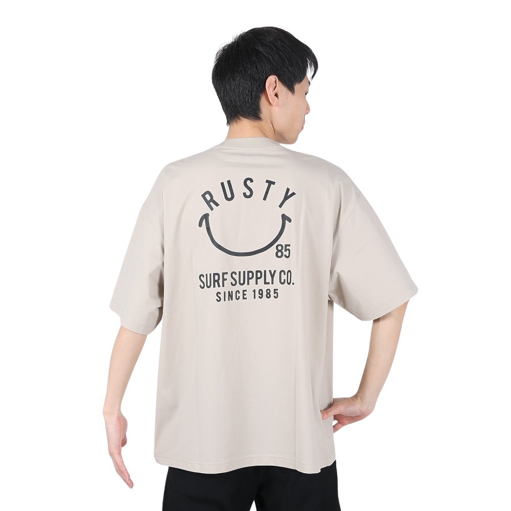 ラスティ（RUSTY）（メンズ）ペアテックス Tシャツ 半袖 スマイル 914473BEG