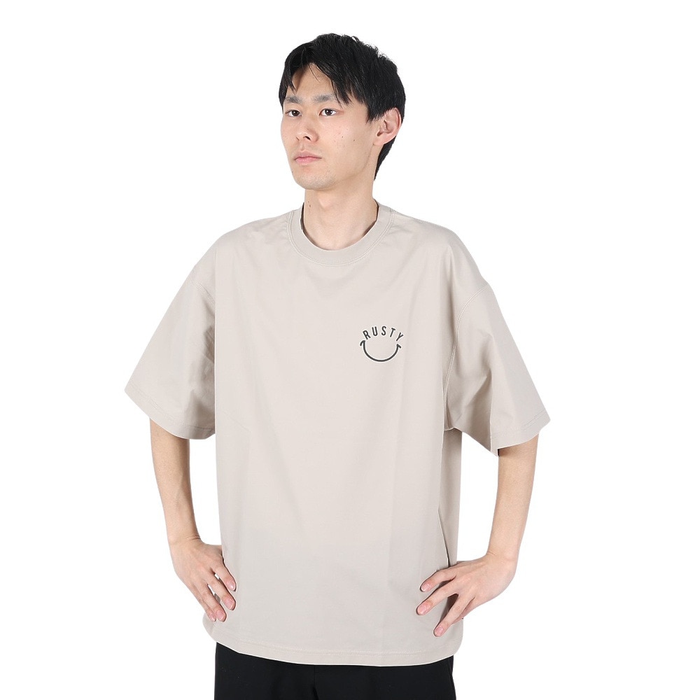 ラスティ（RUSTY）（メンズ）ペアテックス Tシャツ 半袖 スマイル 914473BEG