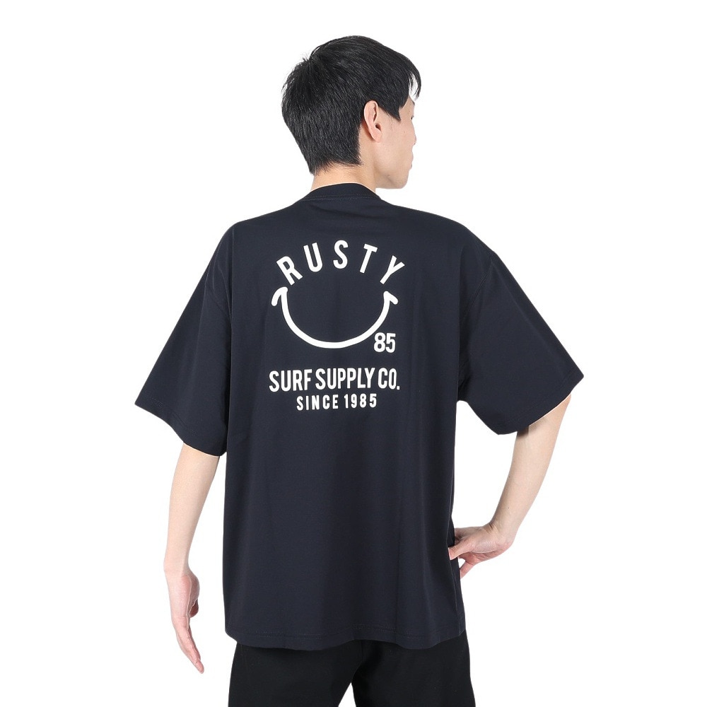 ラスティ（RUSTY）（メンズ）ペアテックス Tシャツ 半袖 スマイル 914473BLK