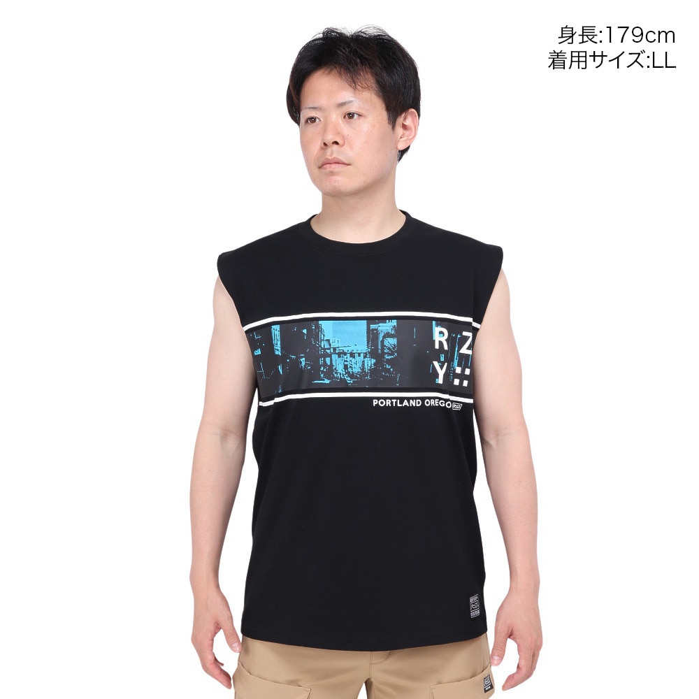 ライズ（RYZ）（メンズ）BAR PHOTO ノースリーブ シャツ RZ10CD24SS0024 BLK