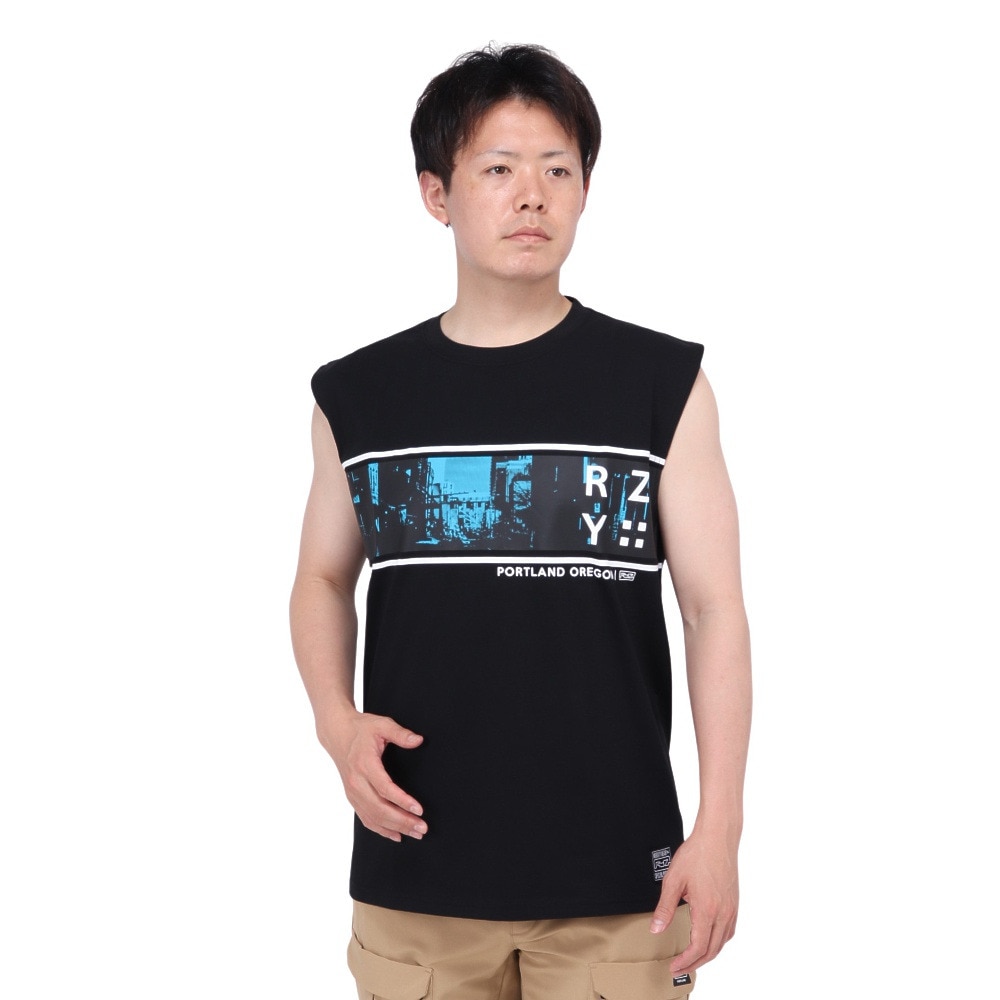 ライズ（RYZ）（メンズ）BAR PHOTO ノースリーブ シャツ RZ10CD24SS0024 BLK