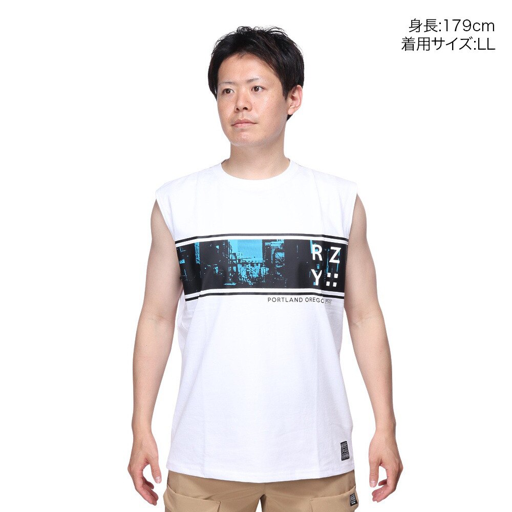 ライズ（RYZ）（メンズ）BAR PHOTO ノースリーブ シャツ RZ10CD24SS0024 WHT