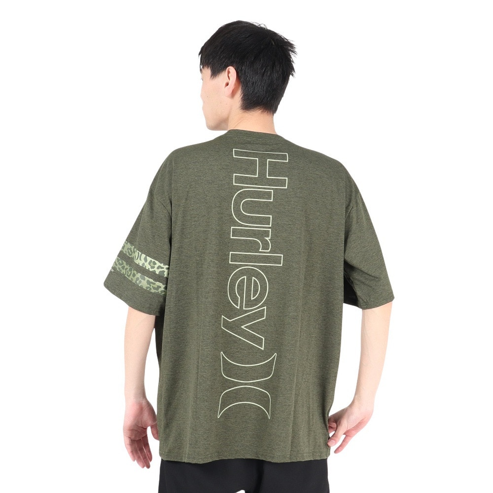 ハーレー（HURLEY）（メンズ）ラッシュガード ファントム オーバーサイズド レオパード ブロック パーティー半袖Tシャツ MUT2411002-OLV