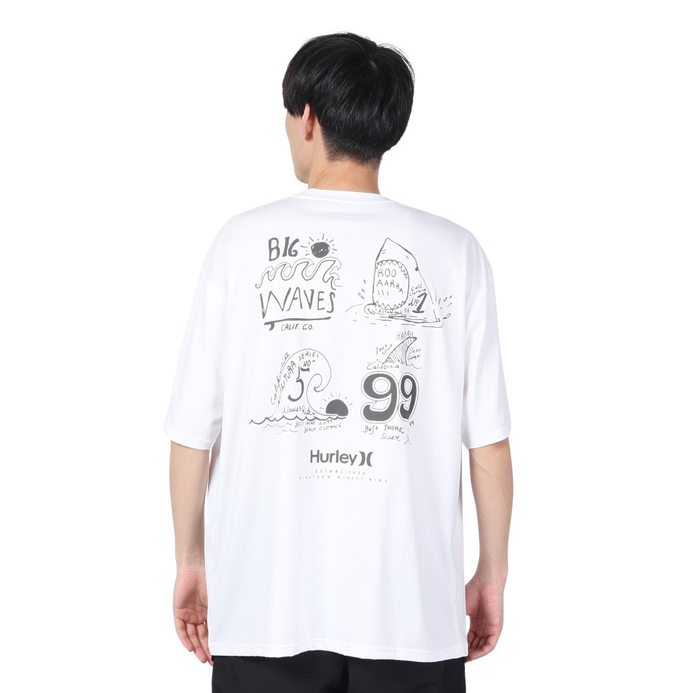 ハーレー（HURLEY）（メンズ）ラッシュガード ファントム オーバーサイズド ウェイブズ ショートスリーブ Tシャツ 水陸両用 MUT2411004-WHT