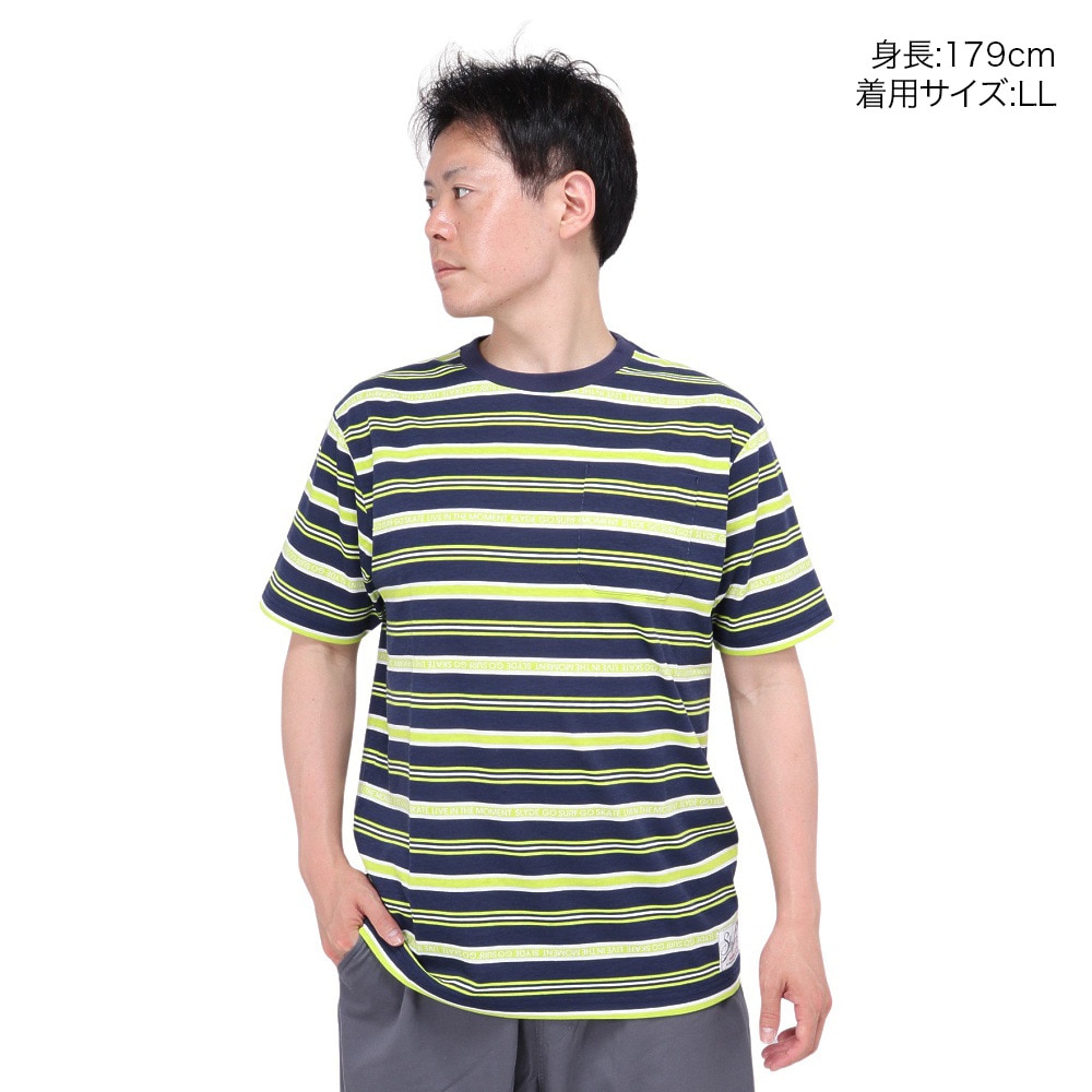 スライド（SLYDE）（メンズ）半袖 ストライプ Tシャツ SL24SSM-APP014-NVY