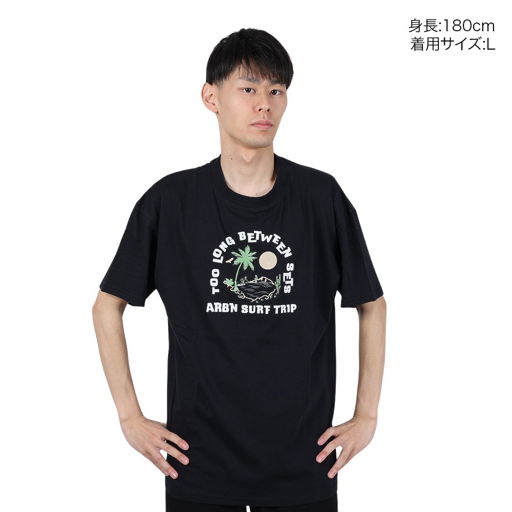 エアボーン（ARBN）（メンズ）ショートスリーブ PALM TREE 半袖 Tシャツ AB24SSM-APP0105-BLK