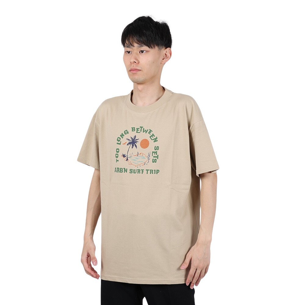 エアボーン（ARBN）（メンズ）ショートスリーブ PALM TREE 半袖 Tシャツ AB24SSM-APP0105-SBEG