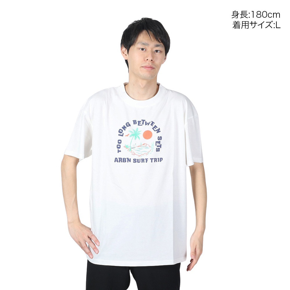 エアボーン（ARBN）（メンズ）ショートスリーブ PALM TREE 半袖 Tシャツ AB24SSM-APP0105-WHT