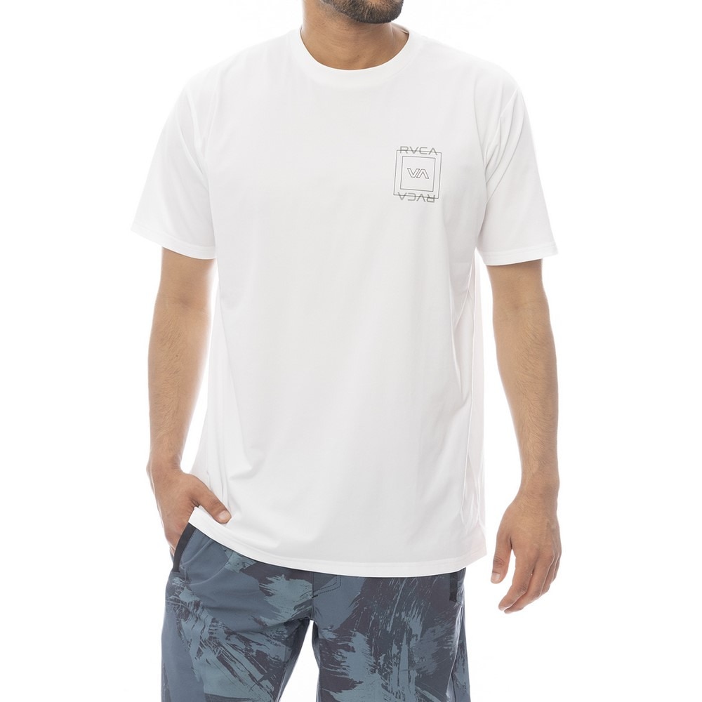 ルーカ（RVCA）（メンズ）SQUARE サーフ半袖ラッシュガード BF041870 WHT