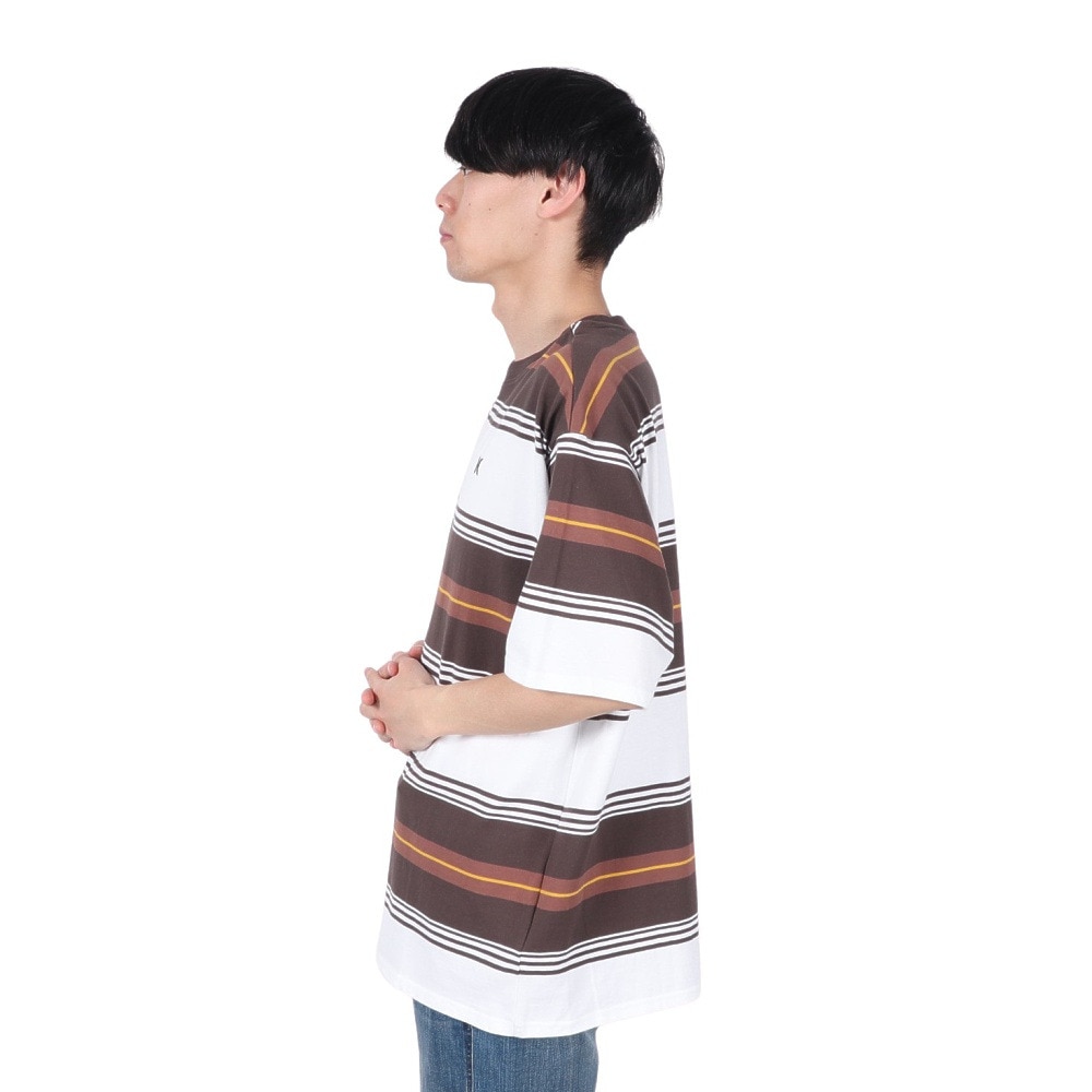 ハーレー（HURLEY）（メンズ）オーバーサイズド ボーダー 半袖Tシャツ MSS2411019-BRW