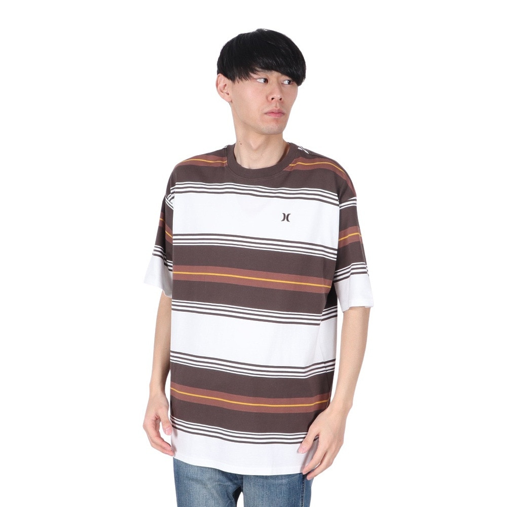 ハーレー（HURLEY）（メンズ）オーバーサイズド ボーダー 半袖Tシャツ MSS2411019-BRW