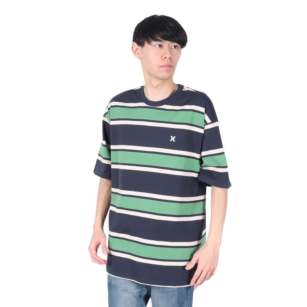 ハーレー（HURLEY）（メンズ）オーバーサイズド ボーダー 半袖Tシャツ MSS2411019-GRN