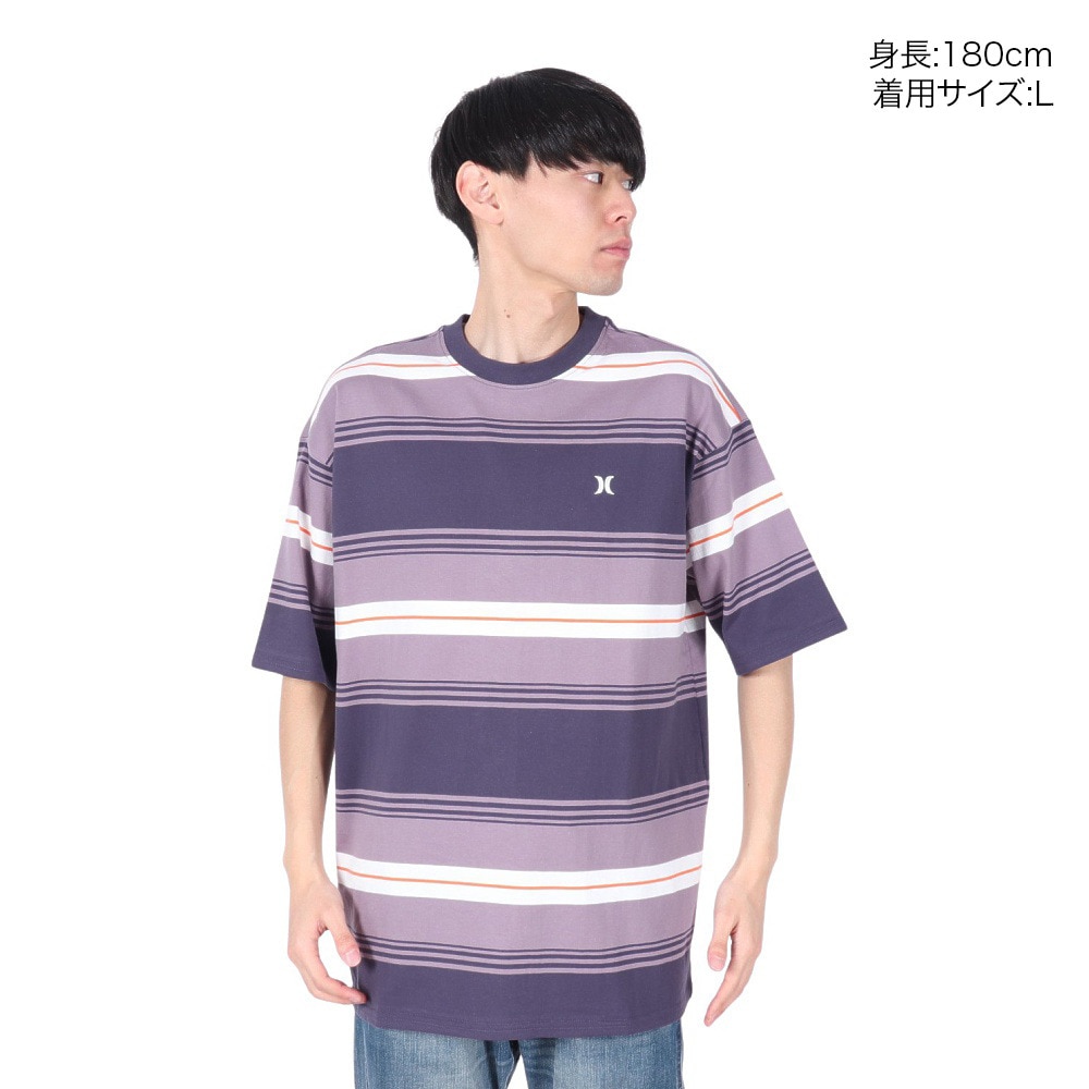 ハーレー（HURLEY）（メンズ）オーバーサイズド ボーダー 半袖Tシャツ MSS2411019-GRY
