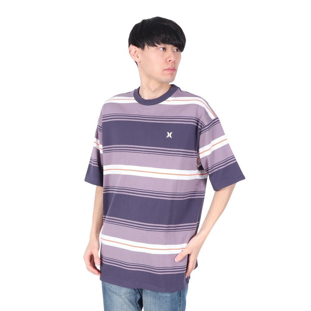 ハーレー（HURLEY）（メンズ）オーバーサイズド ボーダー 半袖Tシャツ MSS2411019-GRY