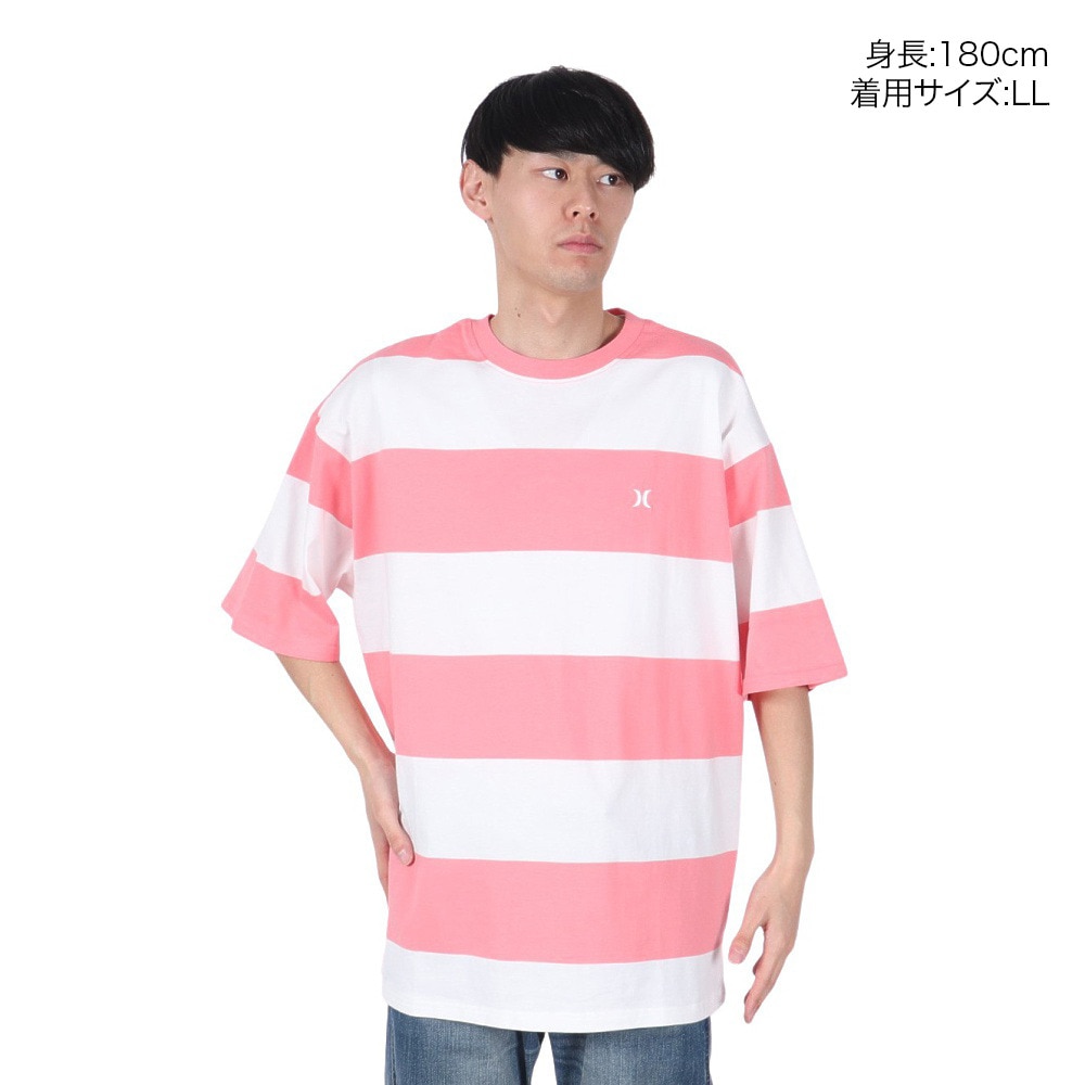 ハーレー（HURLEY）（メンズ）オーバーサイズド ボーダー 半袖Tシャツ MSS2411019-PNK