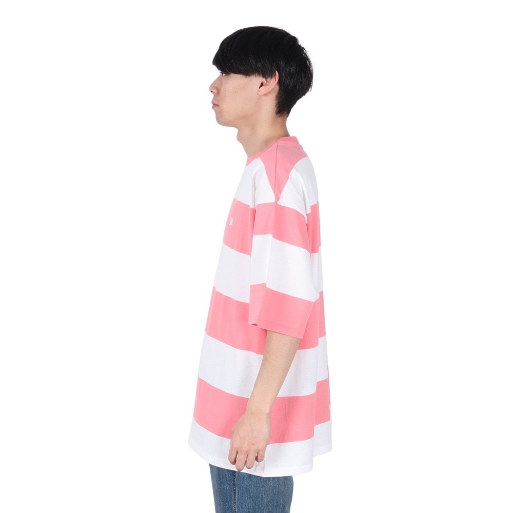 ハーレー（HURLEY）（メンズ）オーバーサイズド ボーダー 半袖Tシャツ MSS2411019-PNK
