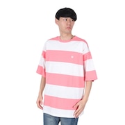 (メンズ)オーバーサイズド ボーダー 半袖Tシャツ MSS2411019-PNK