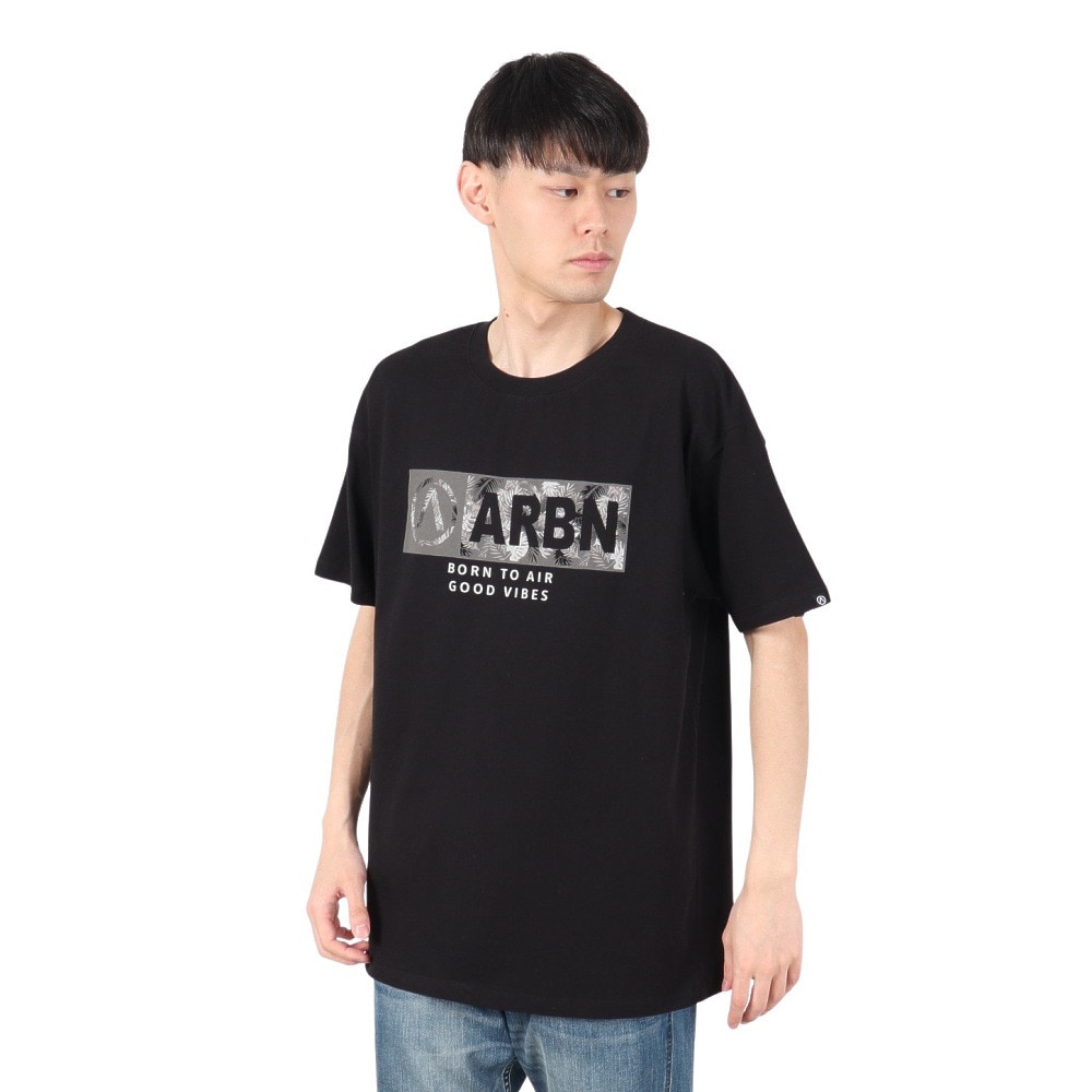 エアボーン（ARBN）（メンズ）FRONT ロゴ 半袖Tシャツ AB2025SSM-APP002BLK
