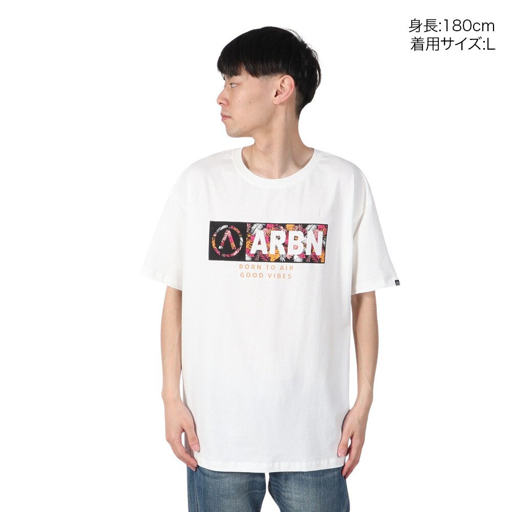 エアボーン（ARBN）（メンズ）FRONT ロゴ 半袖Tシャツ AB2025SSM-APP002WHT