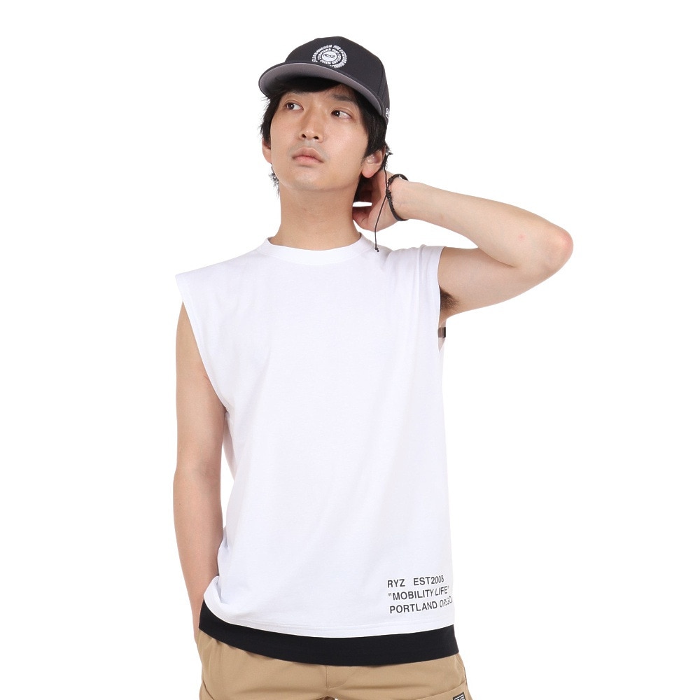 ライズ（RYZ）（メンズ）タンクトップ メンズ LAYERED ノースリーブ RZ10CD23SS0012 WHT