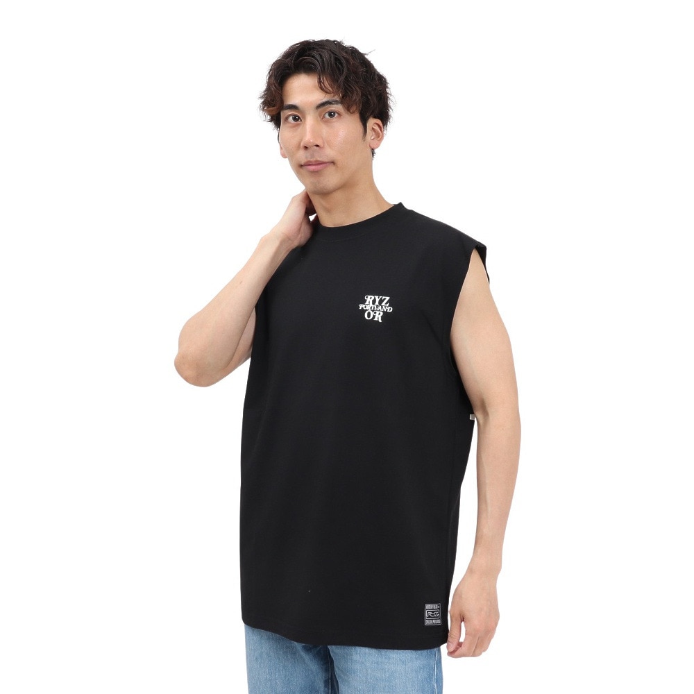 ライズ（RYZ）（メンズ）BACK TYPO ノースリーブTシャツ RZ10DD25SS0029 BLK
