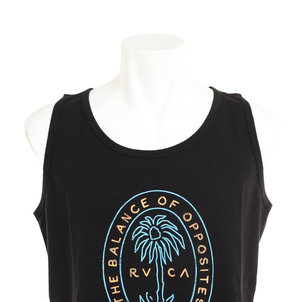 RVCA（メンズ）ラウンドネック ノースリーブ PALM SEAL タンクトップ 黒 BC041360 BLK