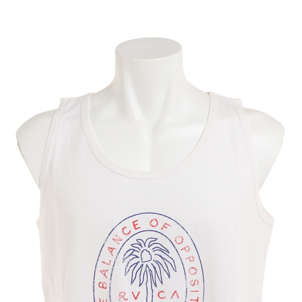 RVCA（メンズ）ラウンドネック ノースリーブ PALM SEAL タンクトップ BC041360 WHT