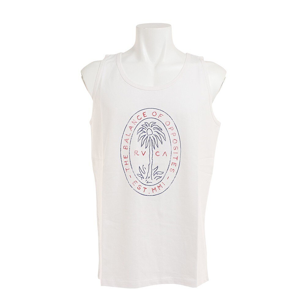 RVCA（メンズ）ラウンドネック ノースリーブ PALM SEAL タンクトップ BC041360 WHT